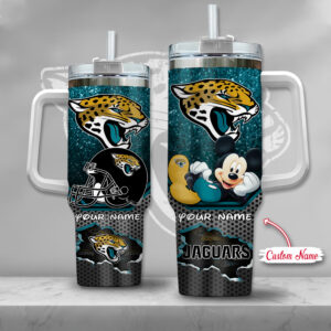 Personalized Jaguars & Mouse Design Tumbler with Handle - Custom Name Option
