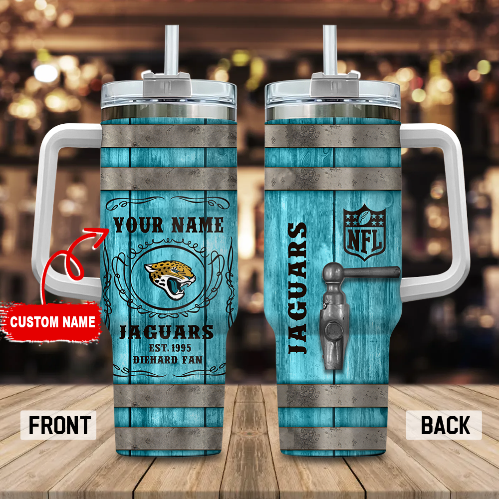 Personalized Jaguars Fan Mug - Custom Name NFL Tumbler with Handle - Image 3