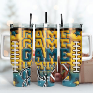 Stylish Game Day Tumbler with Handle - Perfect for Football Fans
