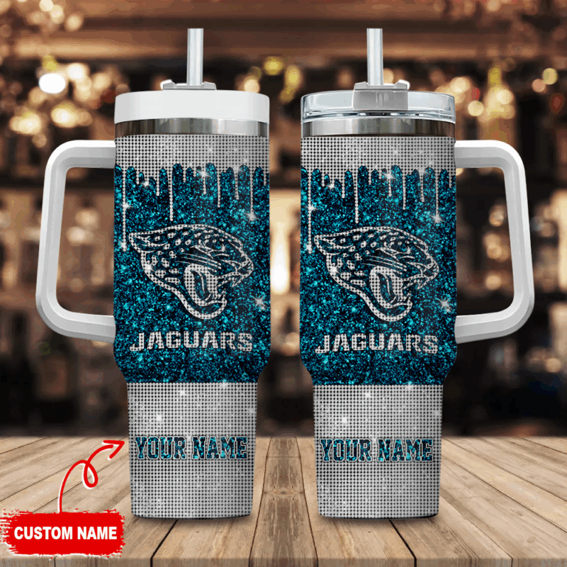 Jacksonville Jaguars NFL Custom Stanley Quencher 40oz Stainless Steel Tumbler With Handle - Threewoofs