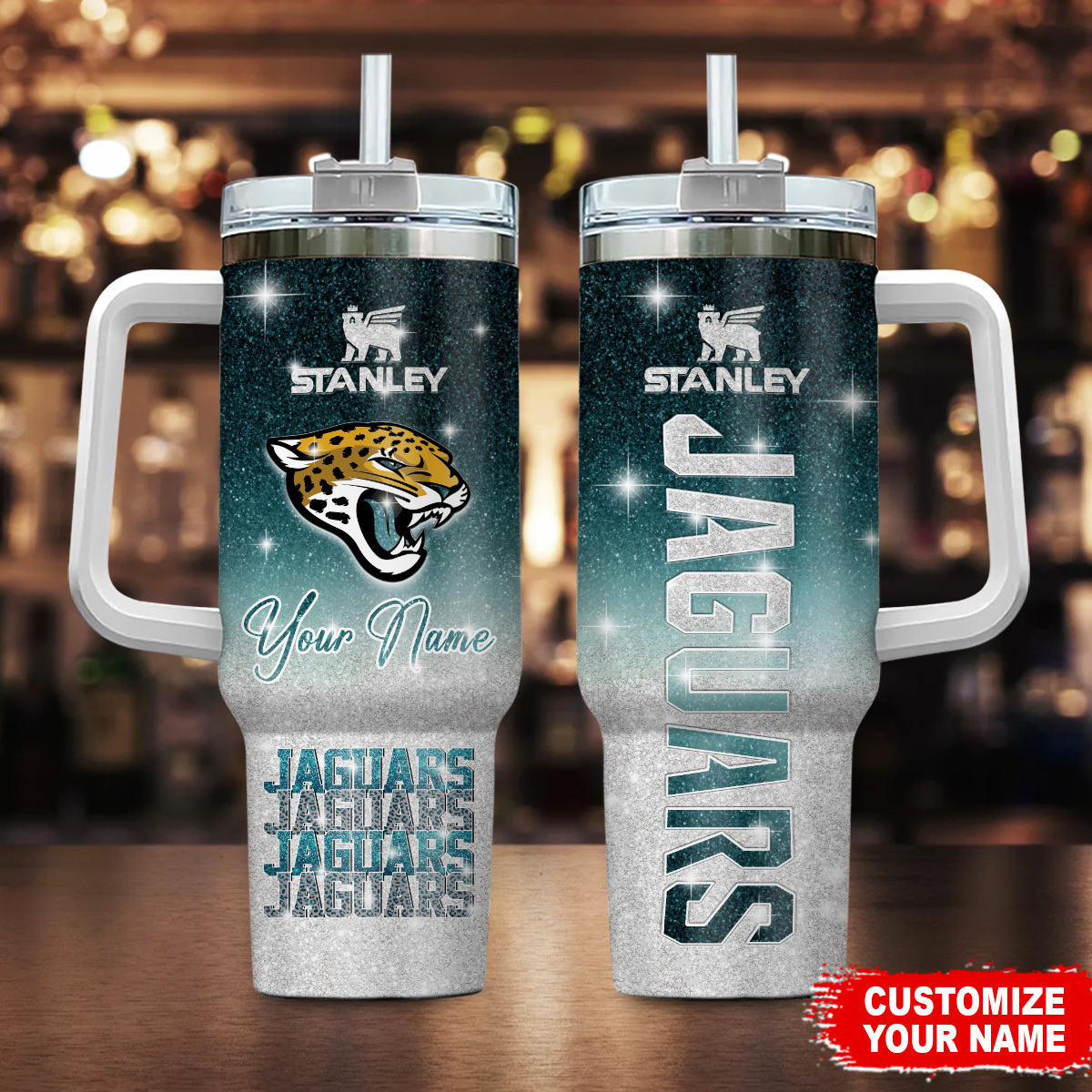 Customizable Jaguars Tumbler with Handle - Perfect for Fans