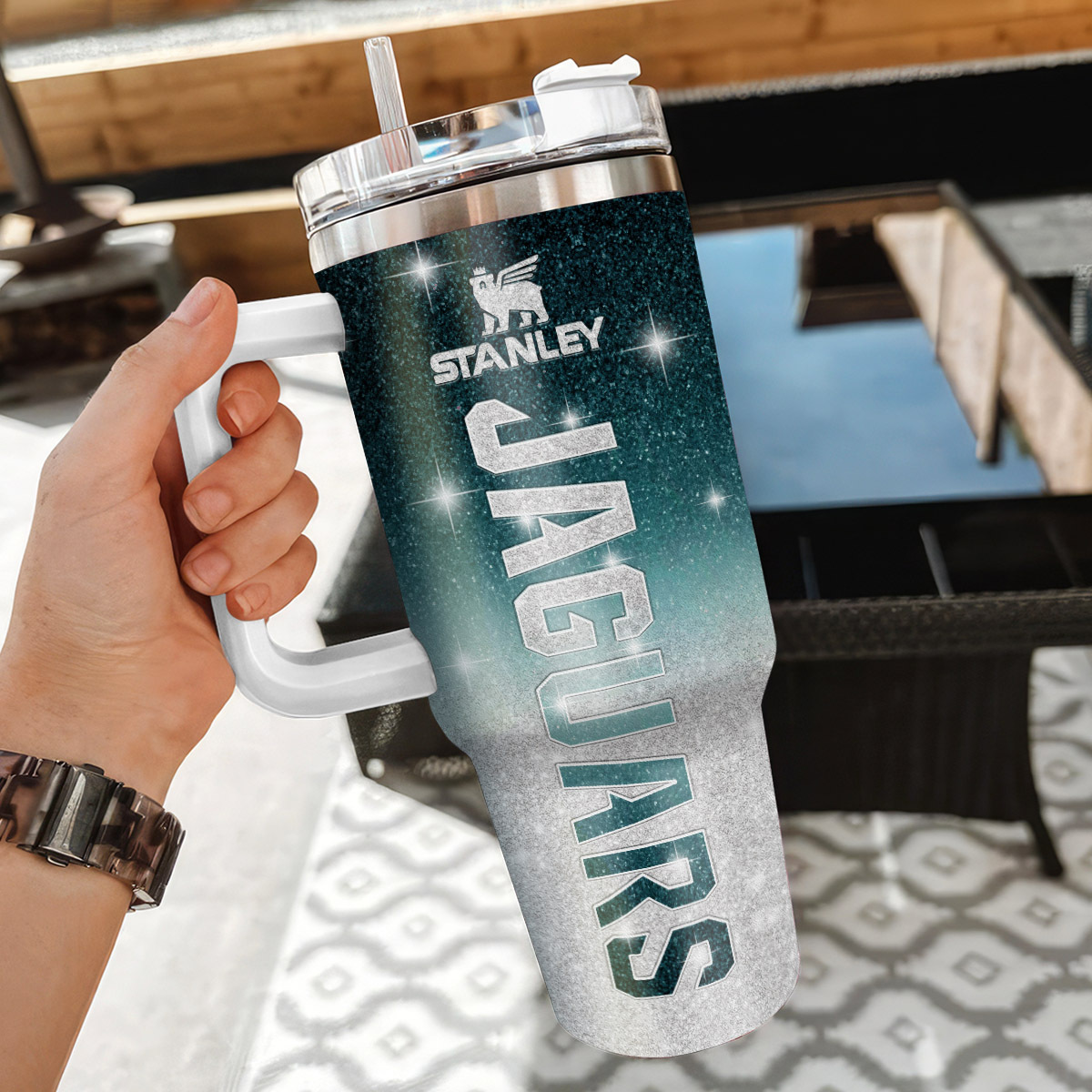 Customizable Jaguars Tumbler with Handle - Perfect for Fans - Image 3