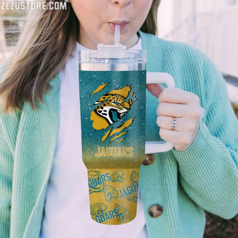 Personalized Jaguars Tumbler - Custom Name Sports Fan Gift - Image 2