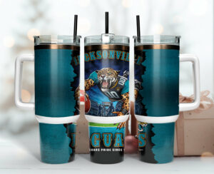 Jacksonville Jaguars Tumbler - Insulated Travel Mug with Handle & Straw