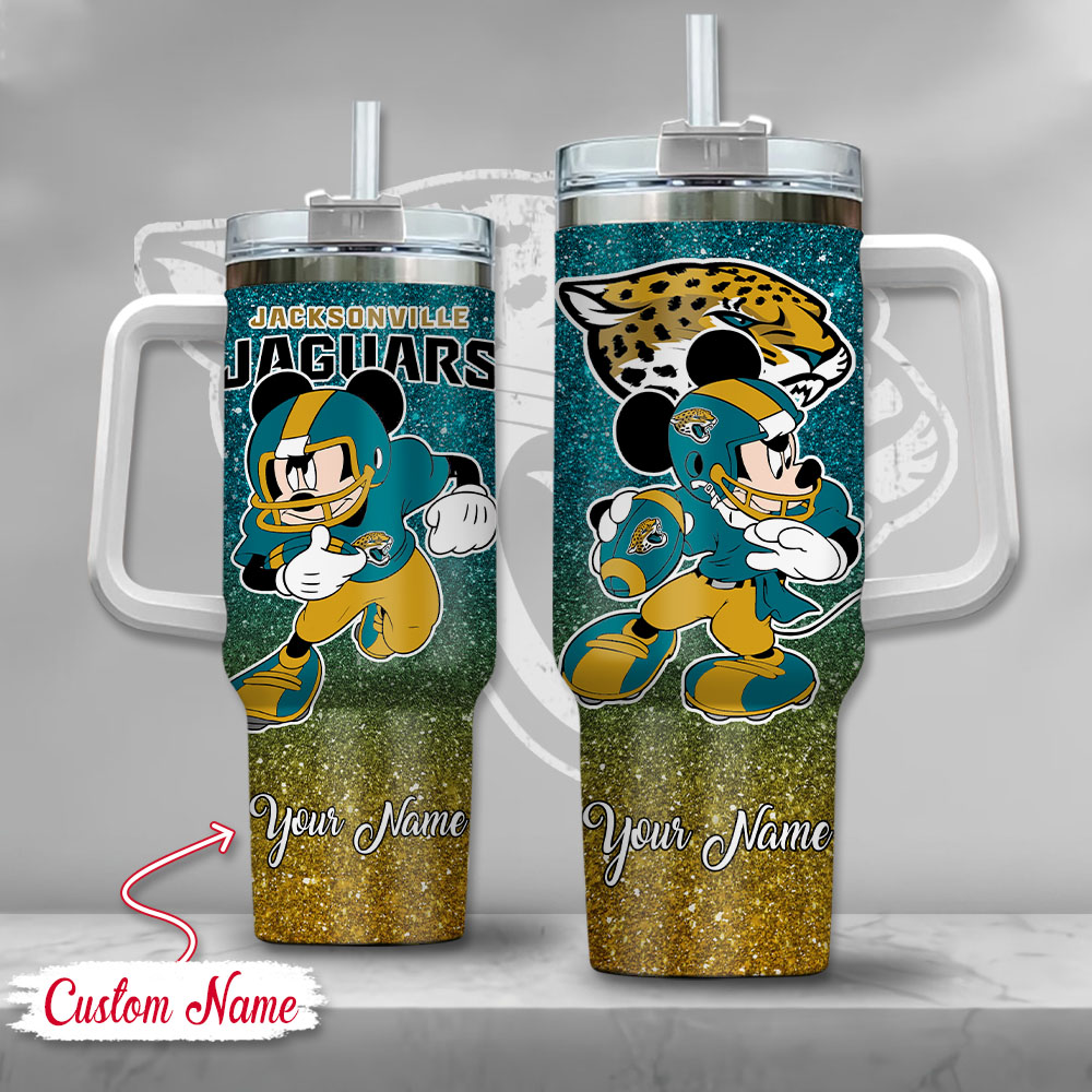 Custom Name Jacksonville Jaguars Mickey Mouse Tumbler - Personalized Football Fan Gift