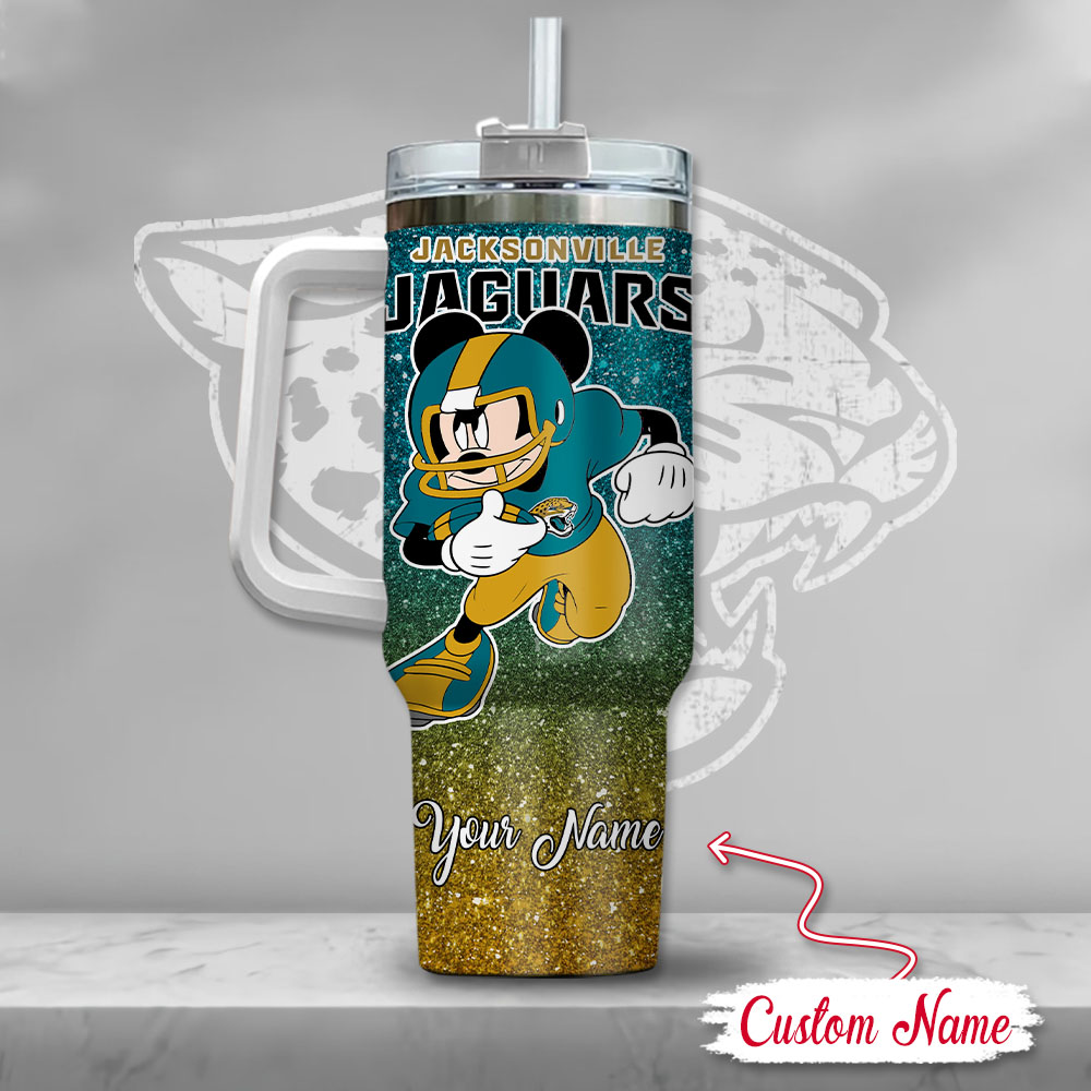 Custom Name Jacksonville Jaguars Mickey Mouse Tumbler - Personalized Football Fan Gift - Image 3