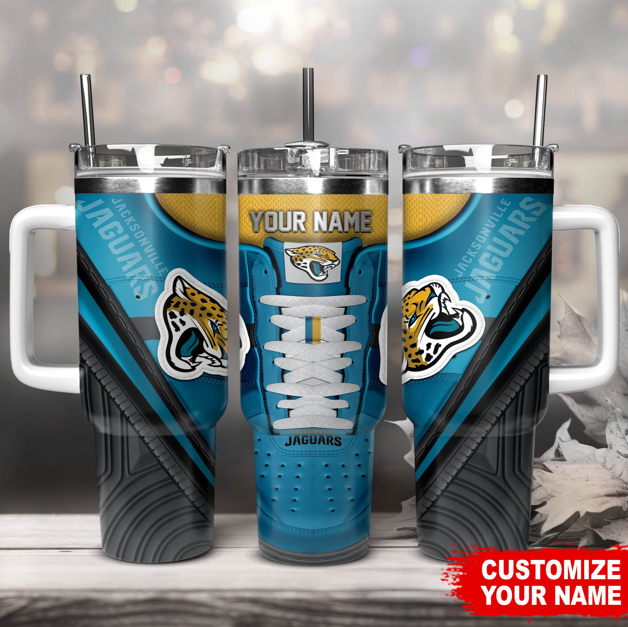 Customizable Jaguars Tumbler with Straw – Personalized Your Name