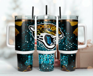 Vibrant Jaguar Mosaic Travel Tumbler - Insulated Mug with Handle & Straw