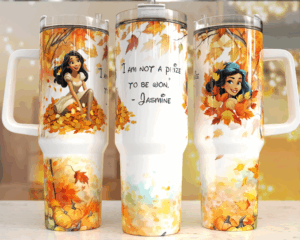 Enchanting Autumn Princess Tumbler - Inspirational Quote & Vibrant Fall Design