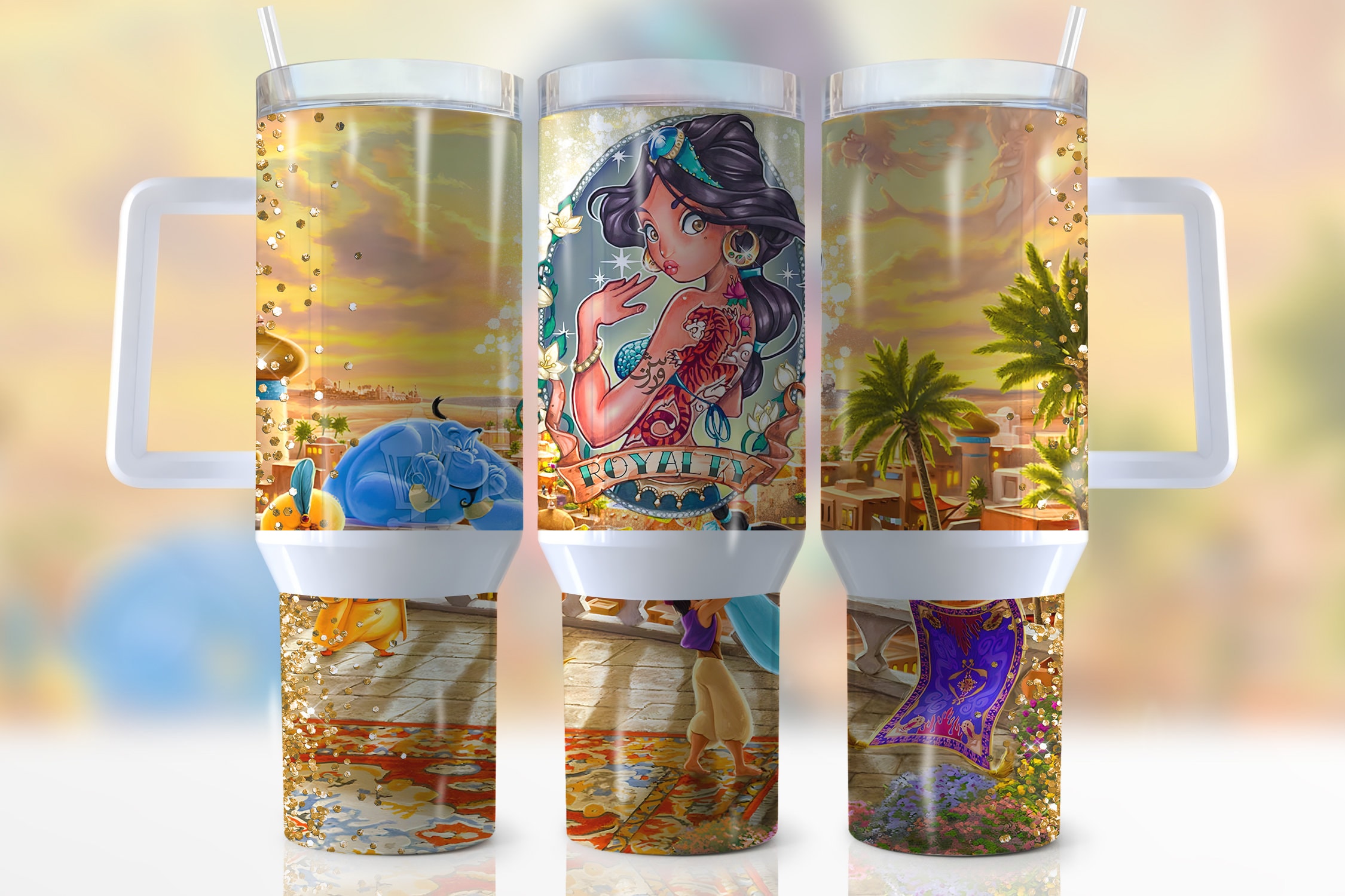Enchanting Princess Travel Mug with Glitter - Magical Kingdom Design