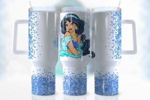 Sparkling Princess Tumbler - Insulated Travel Cup with Handle & Straw
