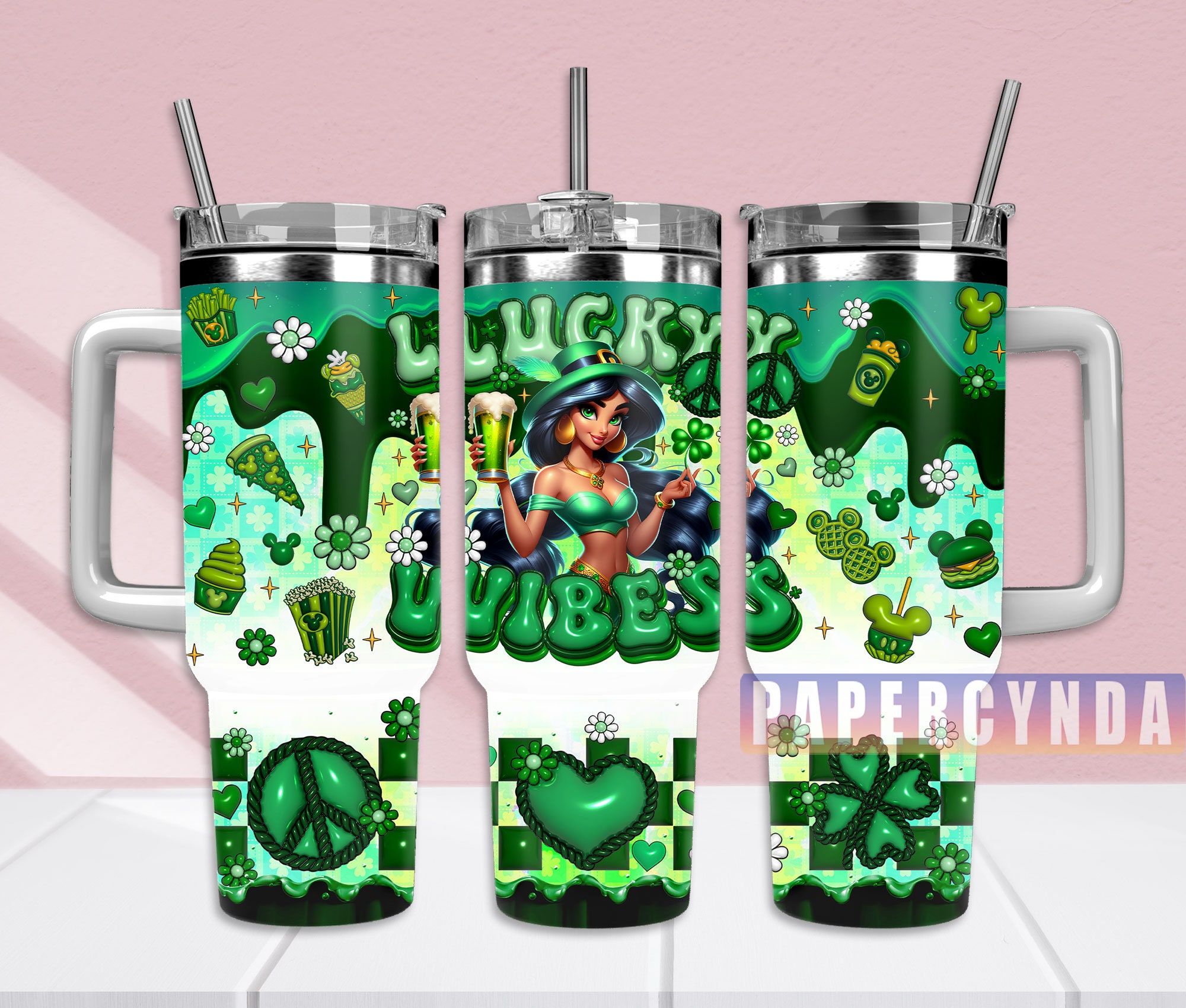 Lucky Vibes St. Patrick's Day Tumbler with Straw - Celebrate in Style