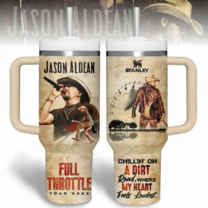 Jason Aldean Music Custom Stanley Quencher 40oz Stainless Steel Tumbler With Handle - Threewoofs