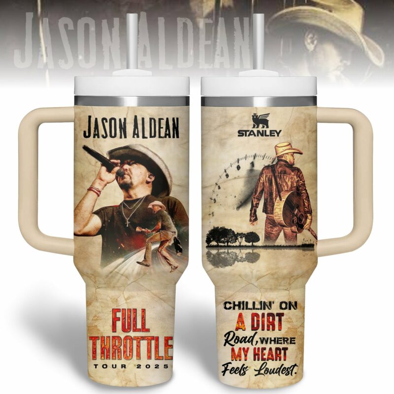 Jason Aldean Music Custom Stanley Quencher 40oz Stainless Steel Tumbler With Handle - Threewoofs