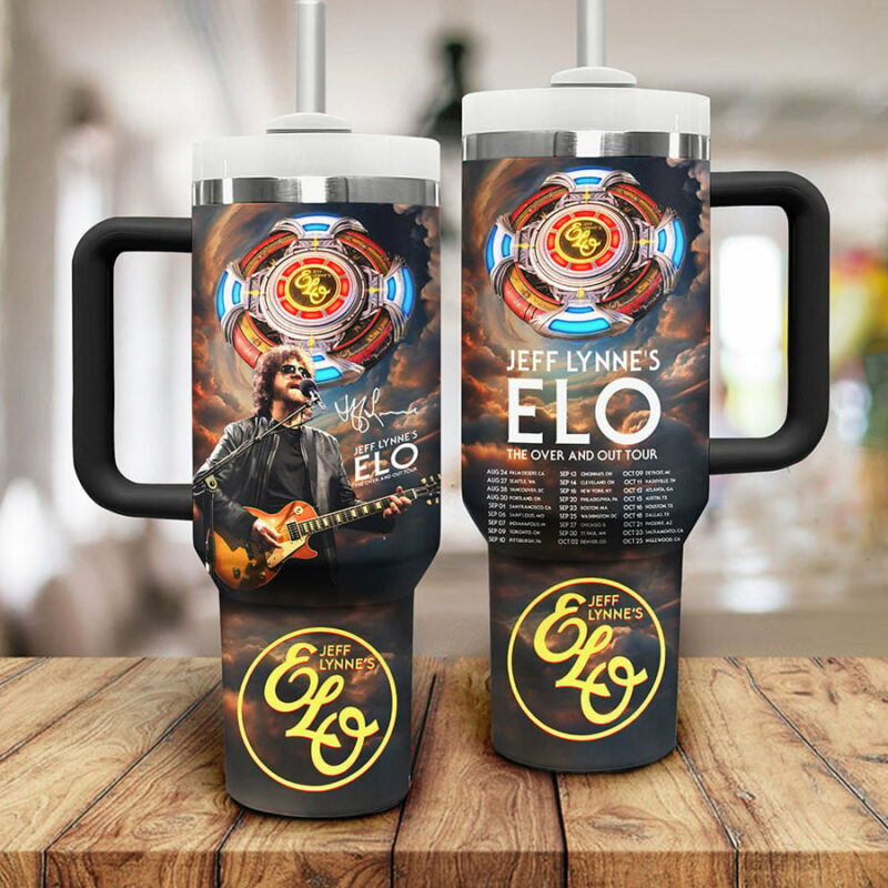 Jeff Lynne Music Custom Stanley Quencher 40oz Stainless Steel Tumbler With Handle - Threewoofs - Image 2