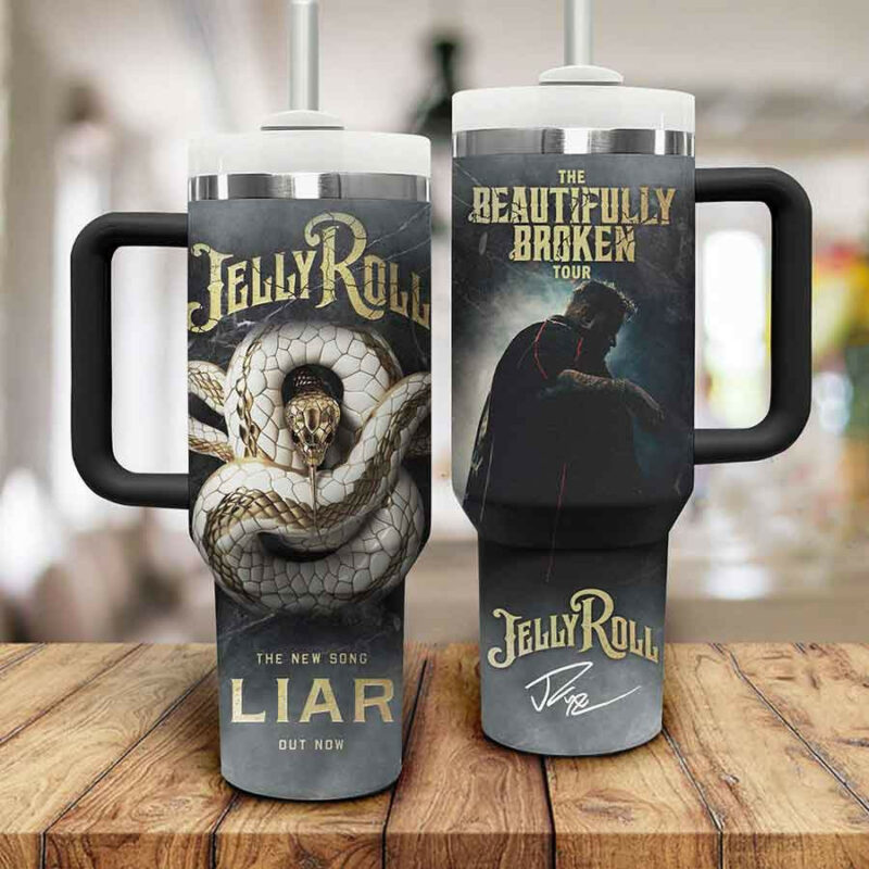 Jelly Roll Music Custom Stanley Quencher 40oz Stainless Steel Tumbler With Handle - Threewoofs - Image 2