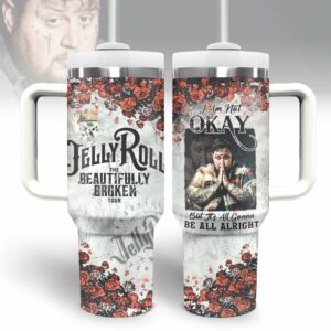 Jelly Roll Music Custom Stanley Quencher 40oz Stainless Steel Tumbler With Handle - Threewoofs