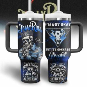 Jelly Roll Music Custom Stanley Quencher 40oz Stainless Steel Tumbler With Handle - Threewoofs