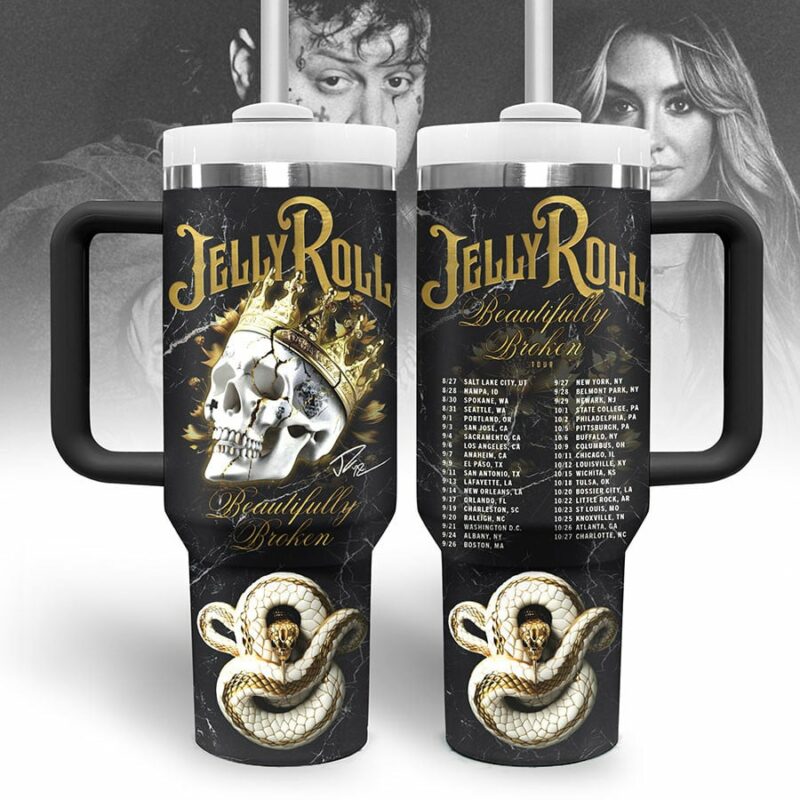 Jelly Roll Music Custom Stanley Quencher 40oz Stainless Steel Tumbler With Handle - Threewoofs