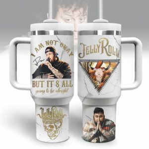 Jelly Roll Music Custom Stanley Quencher 40oz Stainless Steel Tumbler With Handle - Threewoofs