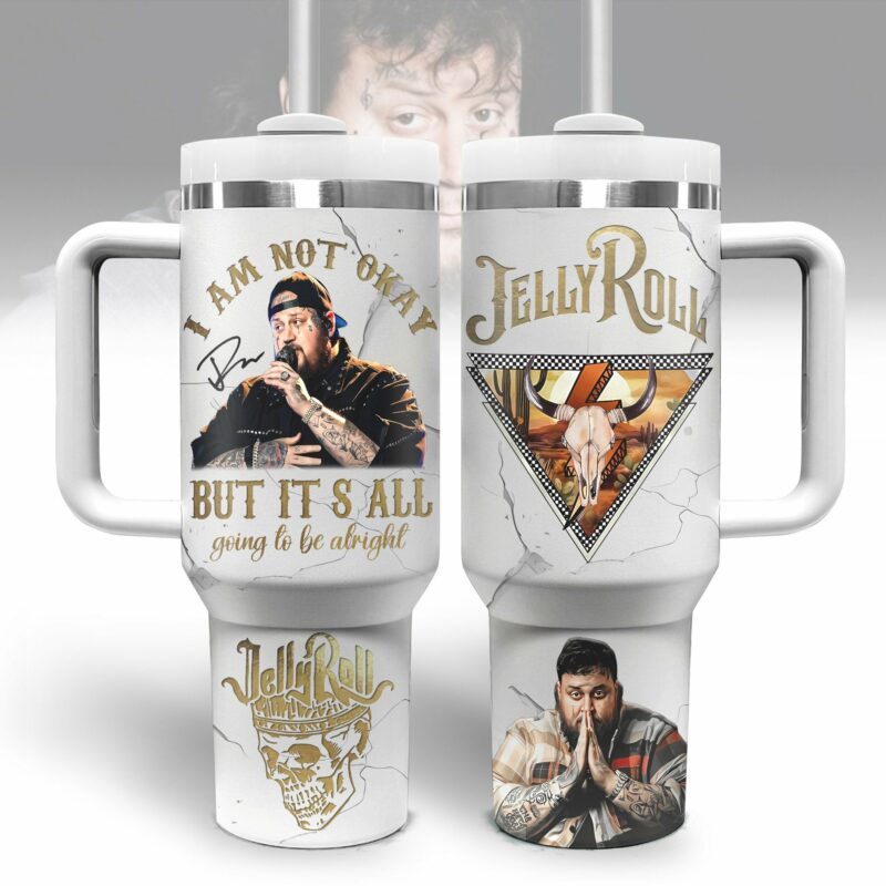 Jelly Roll Music Custom Stanley Quencher 40oz Stainless Steel Tumbler With Handle - Threewoofs