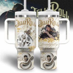 Jelly Roll Music Custom Stanley Quencher 40oz Stainless Steel Tumbler With Handle - Threewoofs