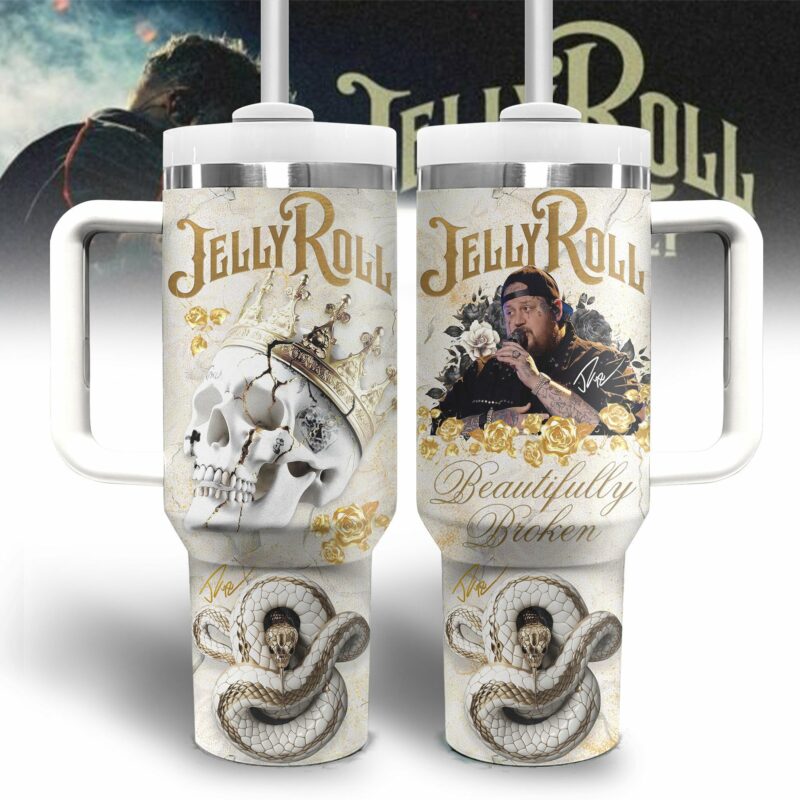 Jelly Roll Music Custom Stanley Quencher 40oz Stainless Steel Tumbler With Handle - Threewoofs