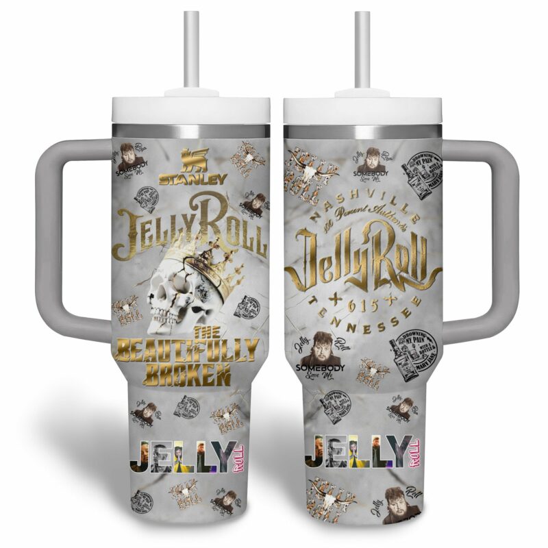 Jelly Roll Music Custom Stanley Quencher 40oz Stainless Steel Tumbler With Handle - Threewoofs - Image 4