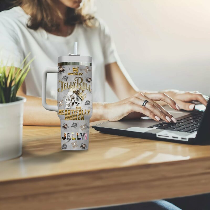 Jelly Roll Music Custom Stanley Quencher 40oz Stainless Steel Tumbler With Handle - Threewoofs - Image 3