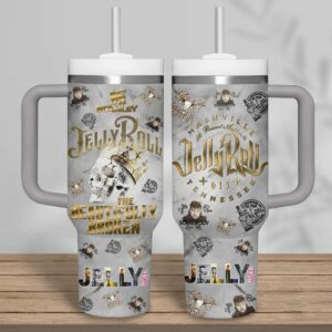 Jelly Roll Music Custom Stanley Quencher 40oz Stainless Steel Tumbler With Handle - Threewoofs