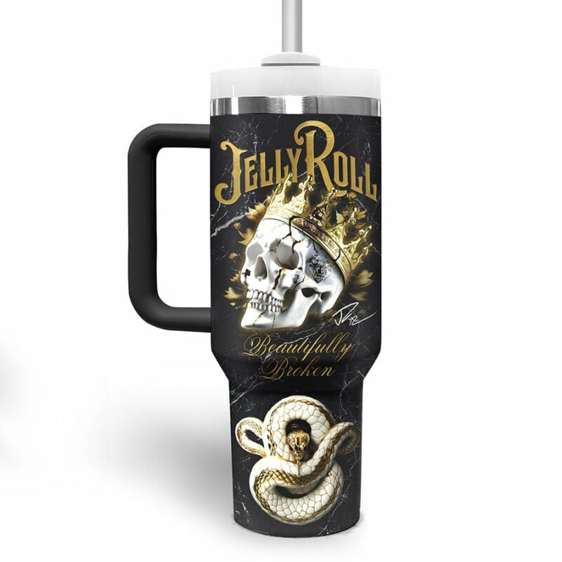 Jelly Roll Music Custom Stanley Quencher 40oz Stainless Steel Tumbler With Handle - Threewoofs - Image 3