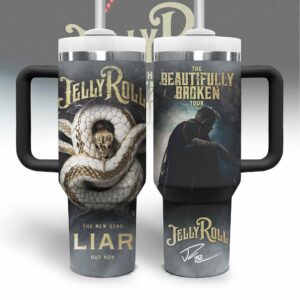 Jelly Roll Music Custom Stanley Quencher 40oz Stainless Steel Tumbler With Handle - Threewoofs