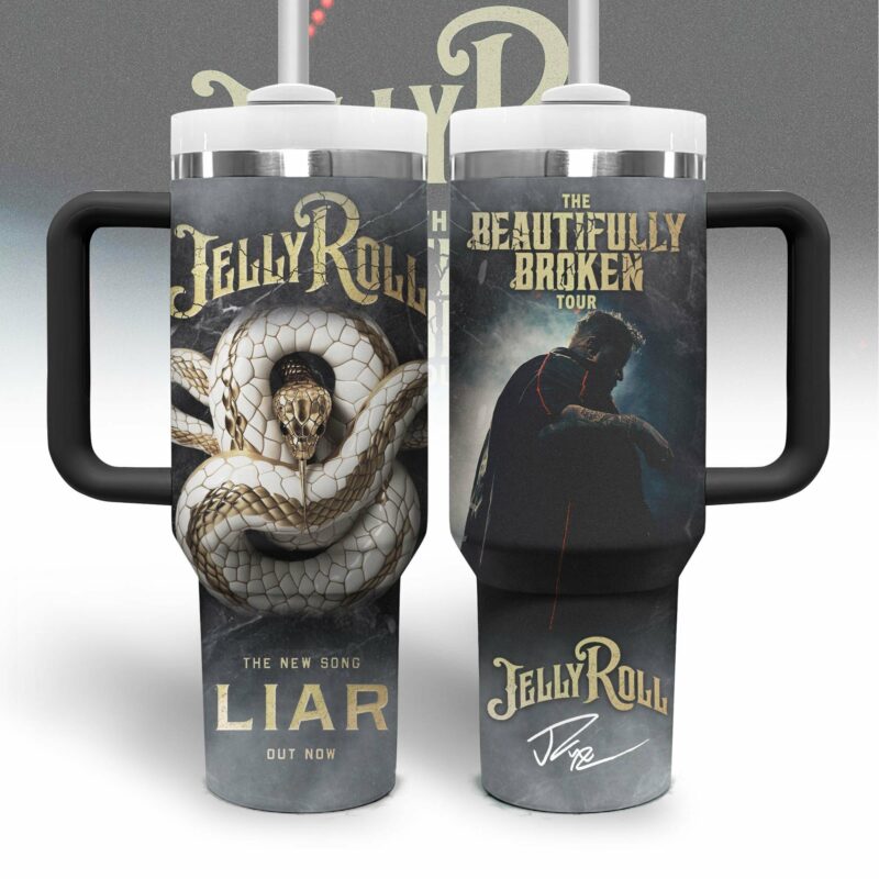 Jelly Roll Music Custom Stanley Quencher 40oz Stainless Steel Tumbler With Handle - Threewoofs