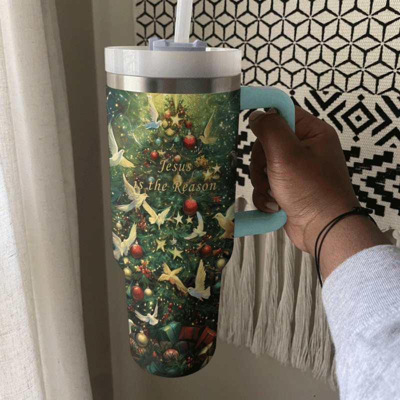 Jesus Is The Reason Christmas Custom Stanley Quencher 40oz Stainless Steel Tumbler With Handle - Threewoofs - Image 3
