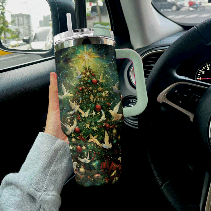 Jesus Is The Reason Christmas Custom Stanley Quencher 40oz Stainless Steel Tumbler With Handle - Threewoofs - Image 2