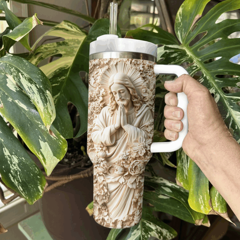 Jesus Prayer for Custom Stanley Quencher 40oz Stainless Steel Tumbler With Handle - Threewoofs - Image 4