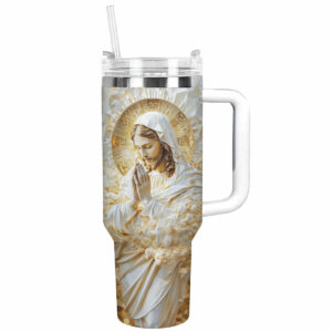 Jesus Prayer for Custom Stanley Quencher 40oz Stainless Steel Tumbler With Handle - Threewoofs