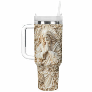 Jesus Prayer for Custom Stanley Quencher 40oz Stainless Steel Tumbler With Handle - Threewoofs