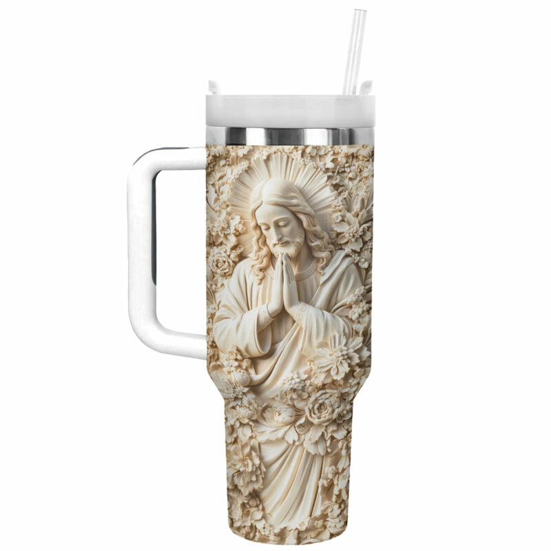 Jesus Prayer for Custom Stanley Quencher 40oz Stainless Steel Tumbler With Handle - Threewoofs
