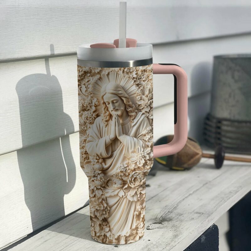 Jesus Prayer for Custom Stanley Quencher 40oz Stainless Steel Tumbler With Handle - Threewoofs - Image 3