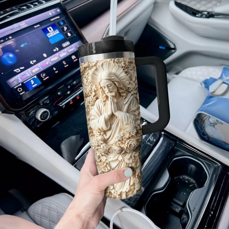 Jesus Prayer for Custom Stanley Quencher 40oz Stainless Steel Tumbler With Handle - Threewoofs - Image 2