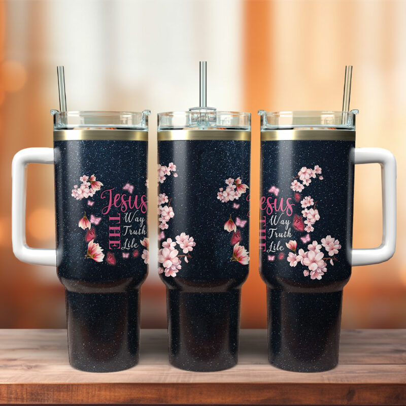 Jesus Way Truth Life Custom Stanley Quencher 40oz Stainless Steel Tumbler With Handle - Threewoofs