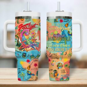 Jimmy Buffett Music Custom Stanley Quencher 40oz Stainless Steel Tumbler - Threewoofs
