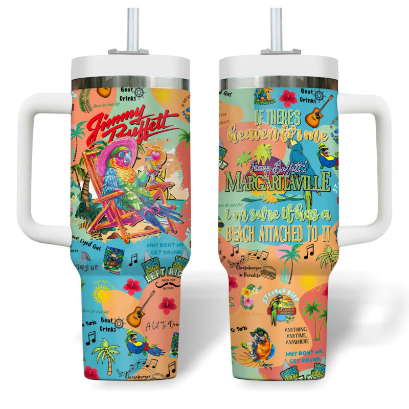 Jimmy Buffett Music Custom Stanley Quencher 40oz Stainless Steel Tumbler - Threewoofs - Image 2