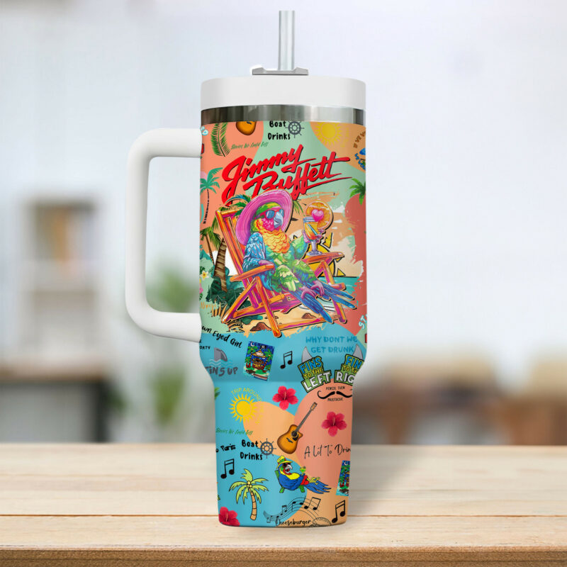 Jimmy Buffett Music Custom Stanley Quencher 40oz Stainless Steel Tumbler - Threewoofs - Image 3
