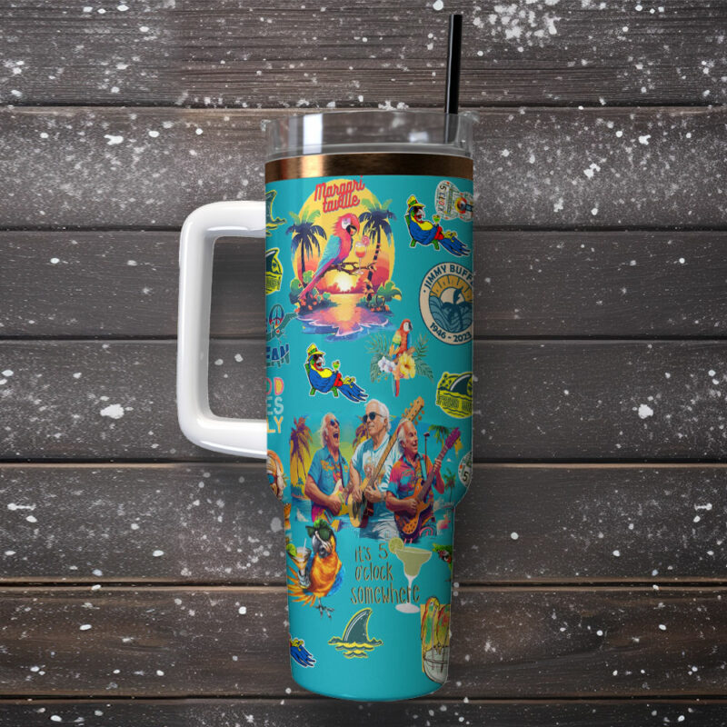 Jimmy Buffett Music Custom Stanley Quencher 40oz Stainless Steel Tumbler With Handle - Threewoofs - Image 2