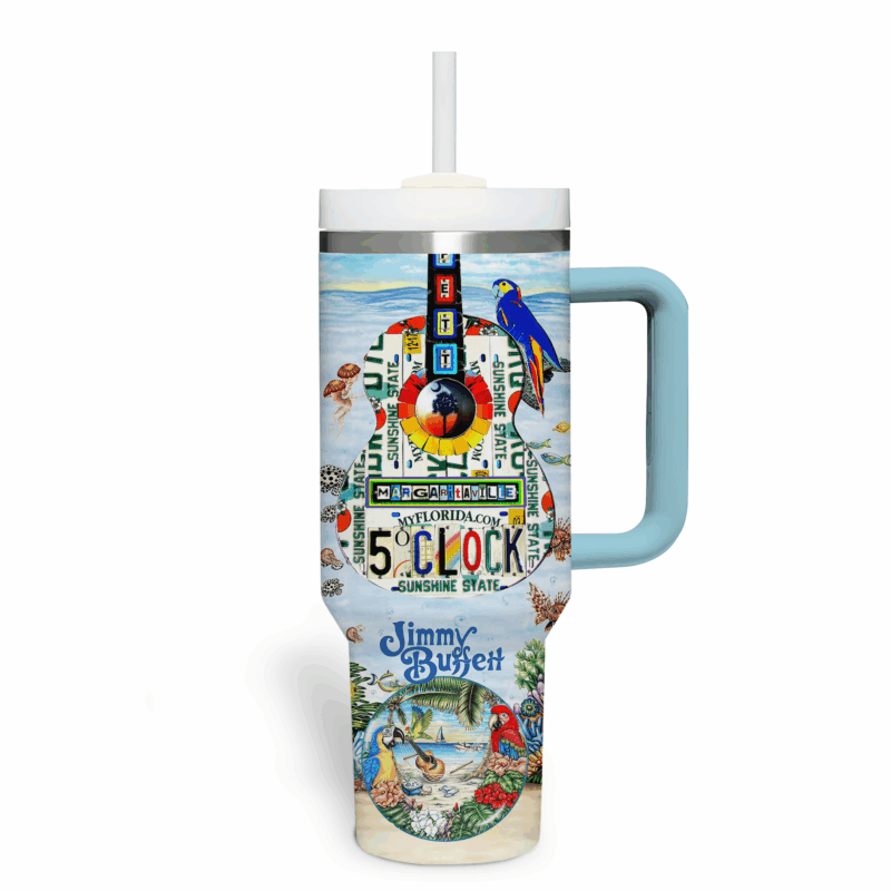 Jimmy Buffett Music Custom Stanley Quencher 40oz Stainless Steel Tumbler With Handle - Threewoofs - Image 3