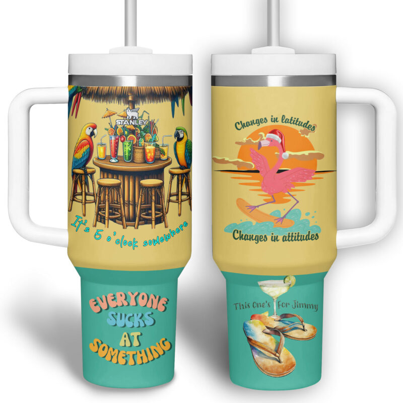 Jimmy Buffett Music Custom Stanley Quencher 40oz Stainless Steel Tumbler With Handle - Threewoofs - Image 7