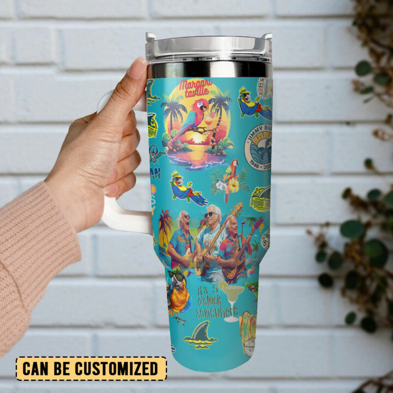 Jimmy Buffett Music Custom Stanley Quencher 40oz Stainless Steel Tumbler With Handle - Threewoofs - Image 3