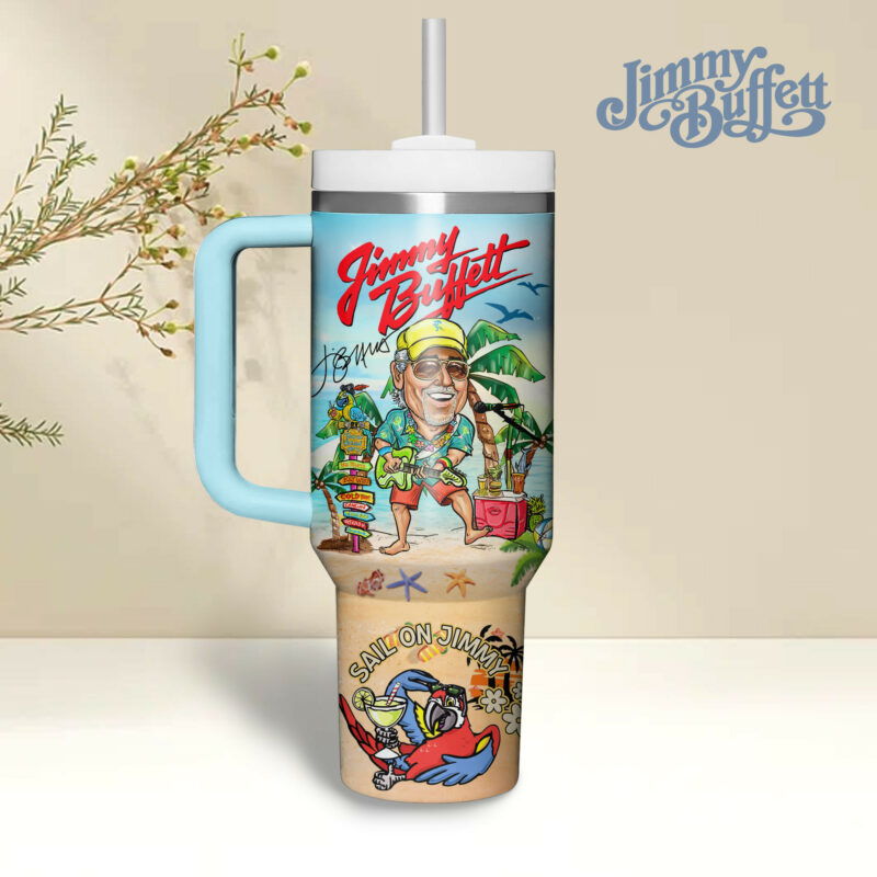 Jimmy Buffett Music Custom Stanley Quencher 40oz Stainless Steel Tumbler With Handle - Threewoofs - Image 3